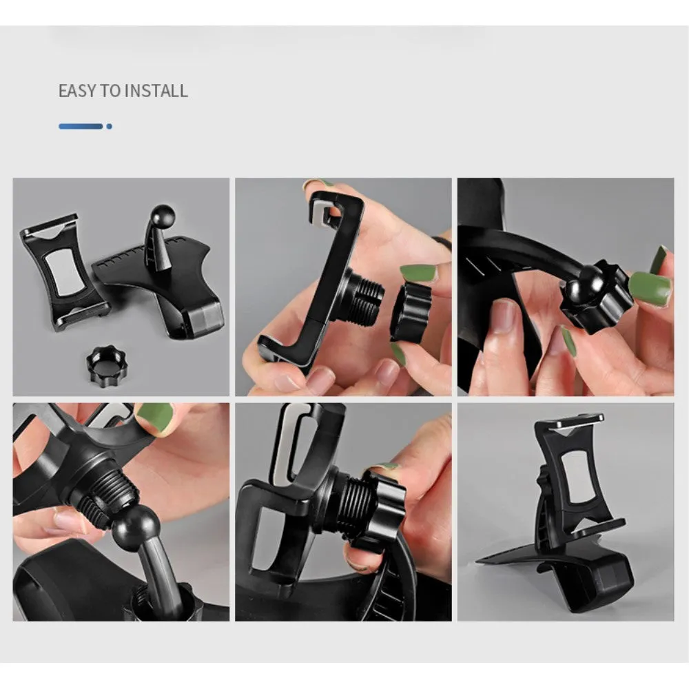 3 in 1 Car GPS Smartphone Holder: Dashboard / Visor Clamp   AC Grid Clip for Wiko Sunny 4 Plus (2019) - Black