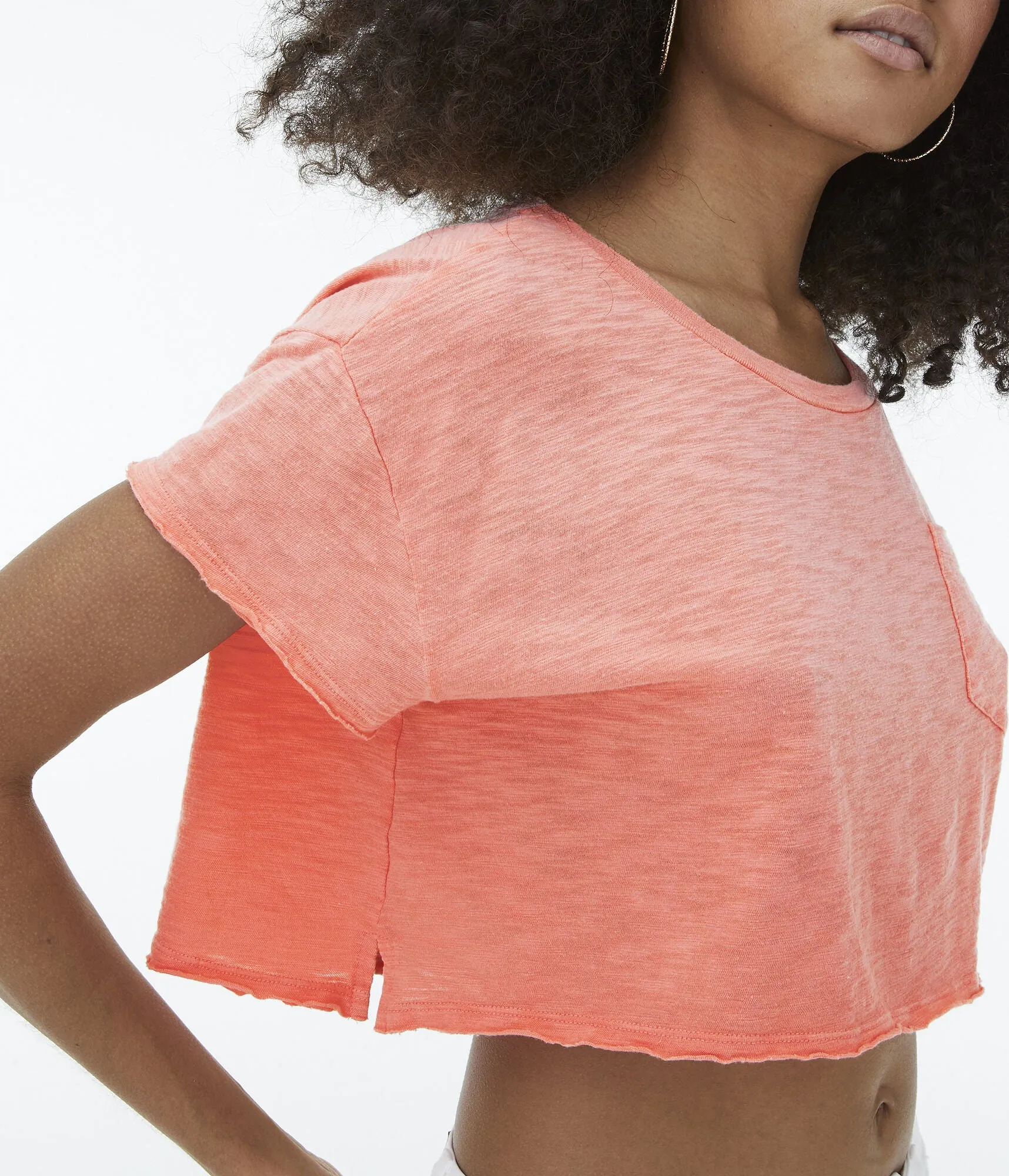 Aeropostale Air Softspun Gradient Wash Cropped Pocket Crew Tee