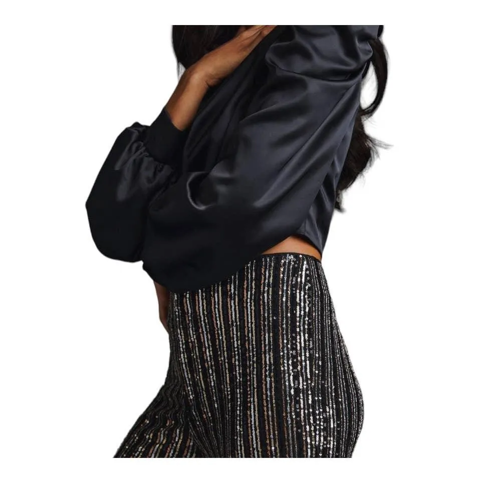 Anthropologie Maeve Sequin Flare Pants Striped Size 4 New