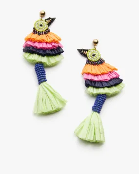 Bird Statement Earrings | Orange / Mint