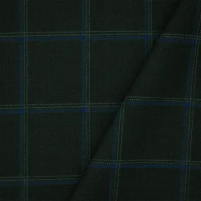 Black-Blue-Gray Tropical Poly Wool Check Twill Suiting Woven Fabric