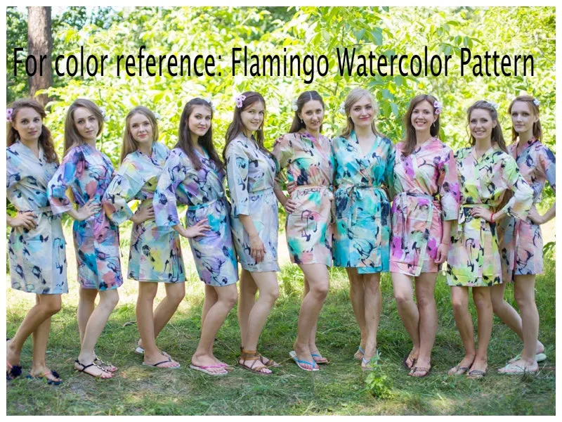 Blue Pink Breezy Bohemian Style Caftan in Flamingo Watercolor Pattern
