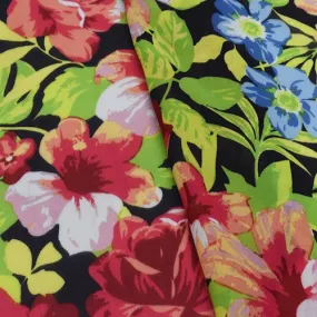 Blue/Green/Multi Tropical Floral Printed Chiffon Fabric