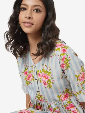 Bombay Paisley Multicolour Floral Tiered Dress