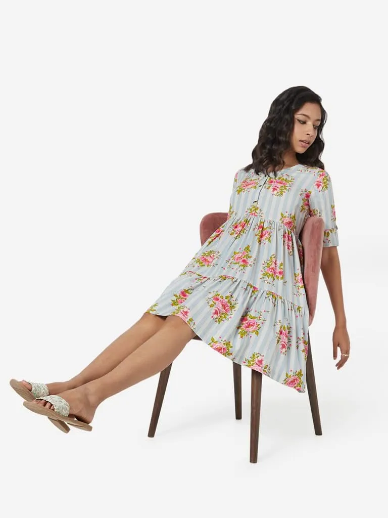 Bombay Paisley Multicolour Floral Tiered Dress