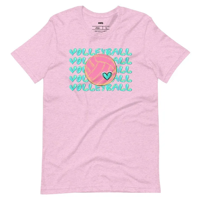 Bright Volleyball Bubble Letters Graphic Tee