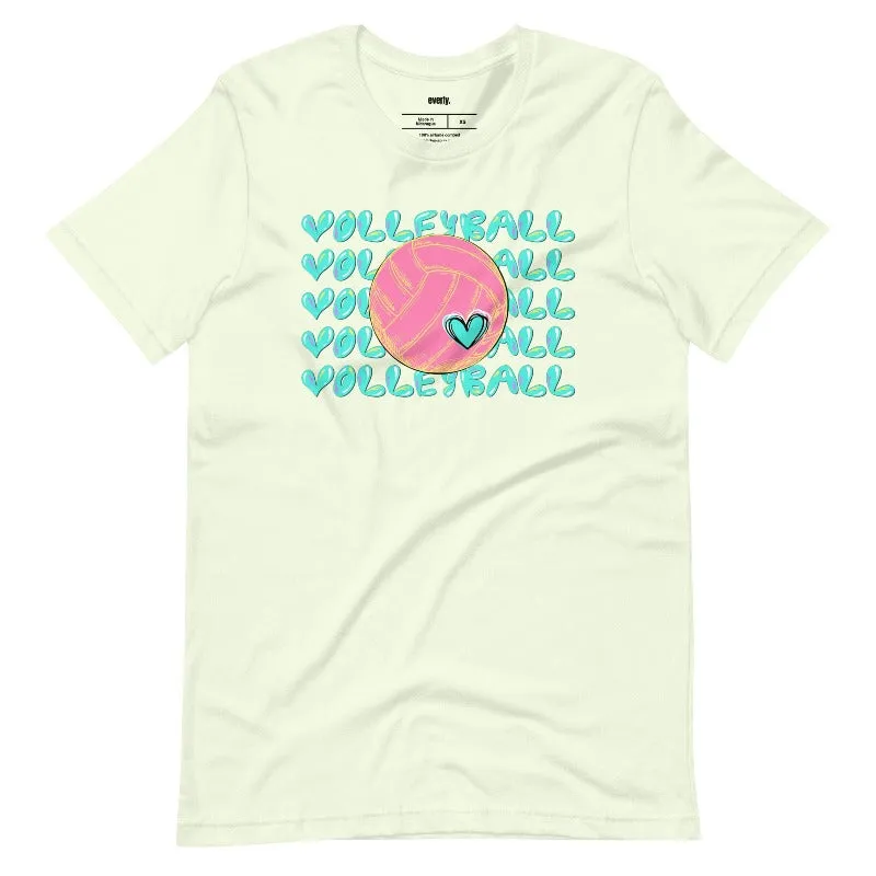 Bright Volleyball Bubble Letters Graphic Tee