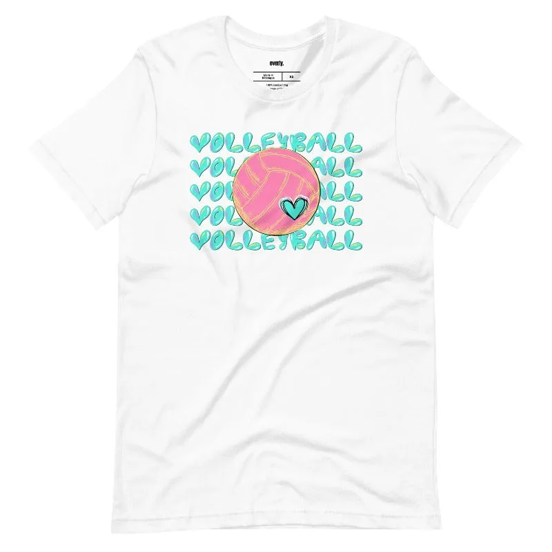 Bright Volleyball Bubble Letters Graphic Tee