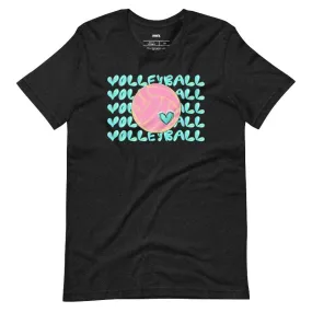 Bright Volleyball Bubble Letters Graphic Tee