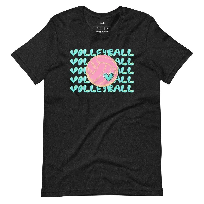Bright Volleyball Bubble Letters Graphic Tee