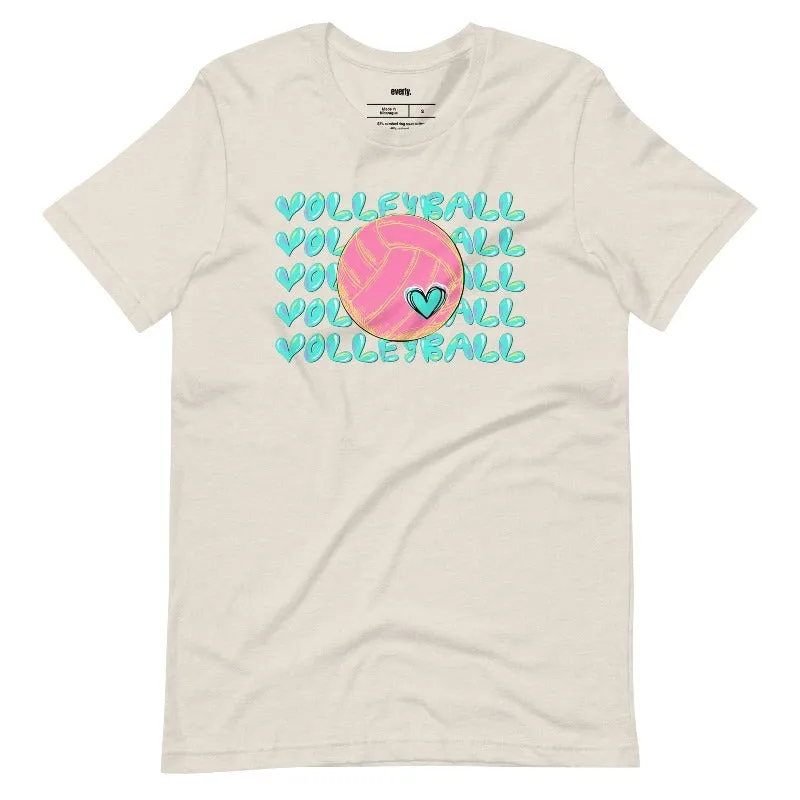 Bright Volleyball Bubble Letters Graphic Tee