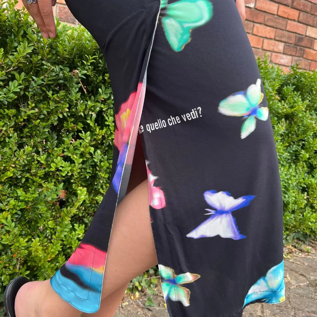 Butterfly Print Viscose Dress K1A04598240