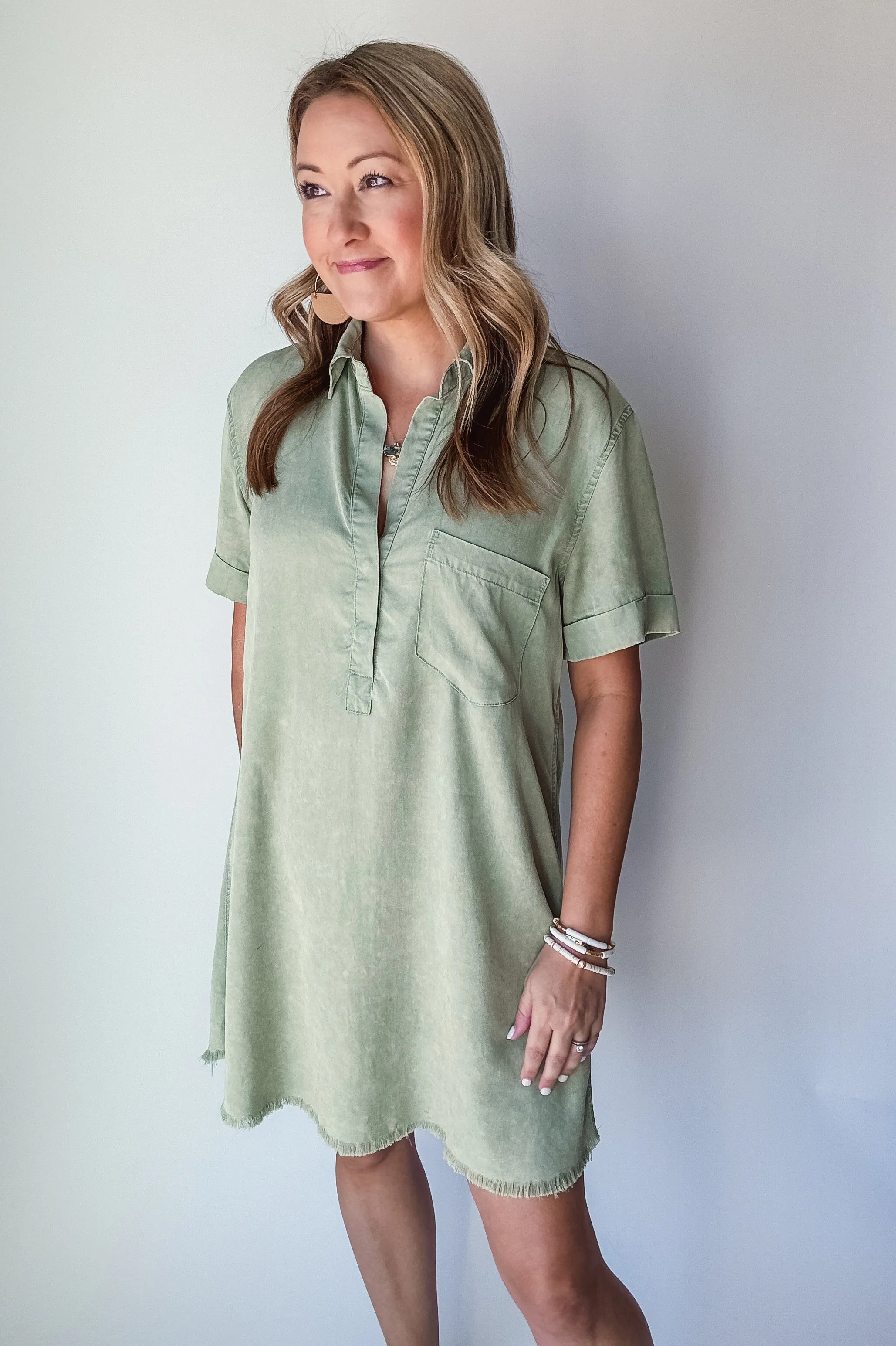 Buttery Soft Olive Shirt Dress