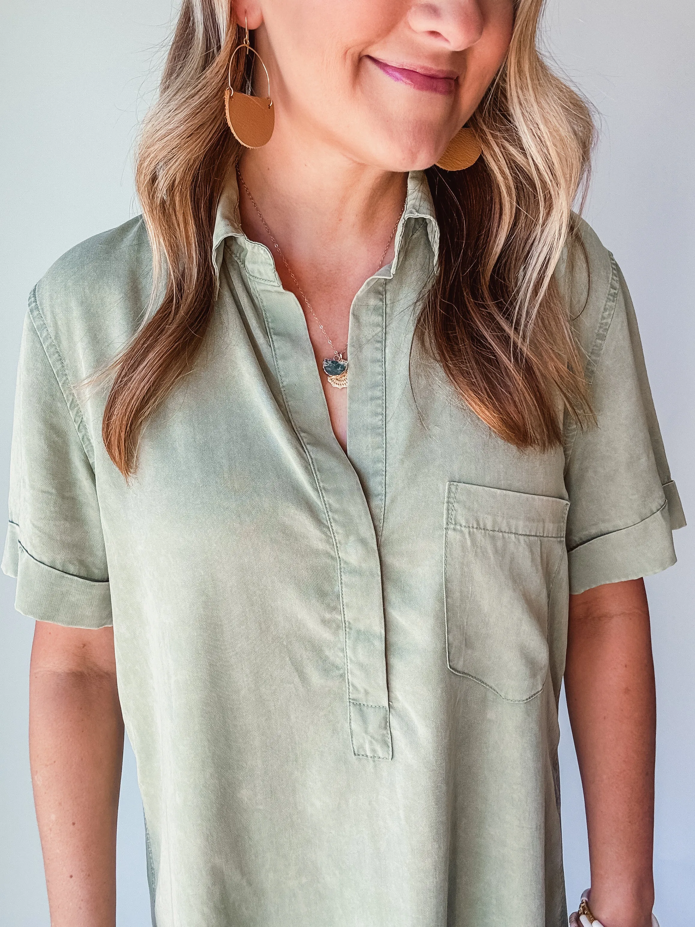 Buttery Soft Olive Shirt Dress