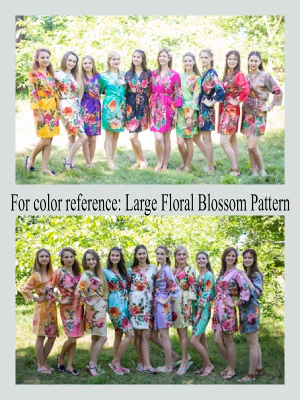 Coral Breezy Bohemian Style Caftan in Large Floral Blossom Pattern