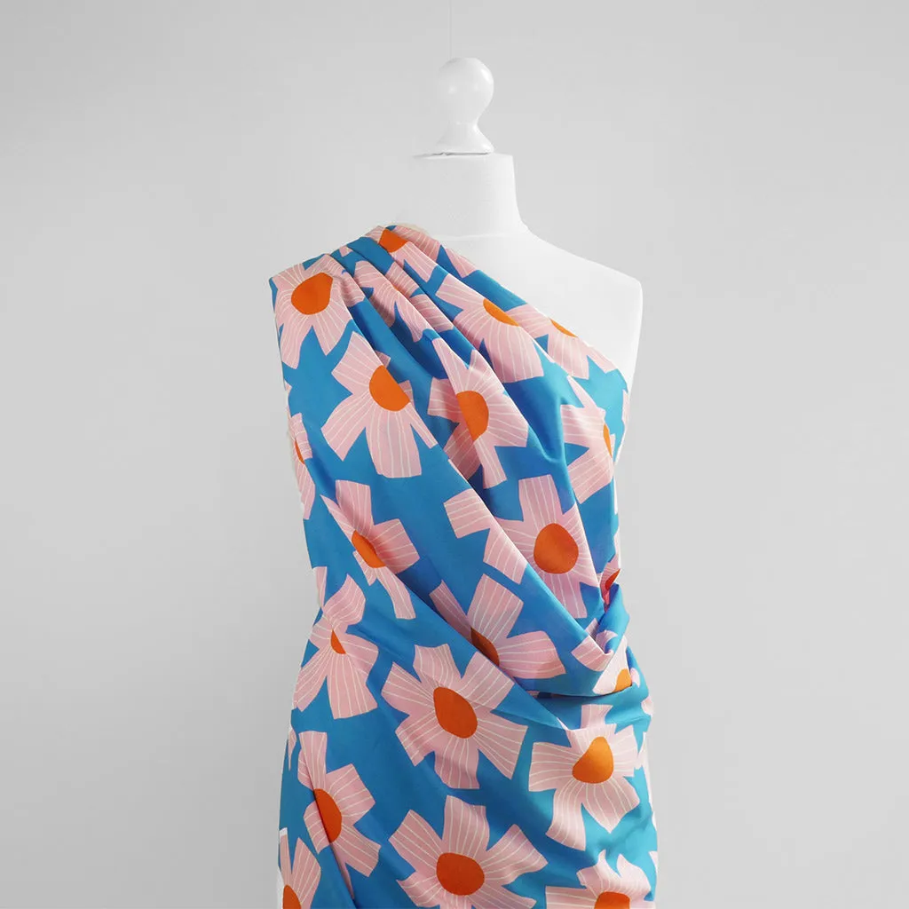 Cotton Voile - Blue Sunny Days Woven Fabric by Nerida Hansen Sample