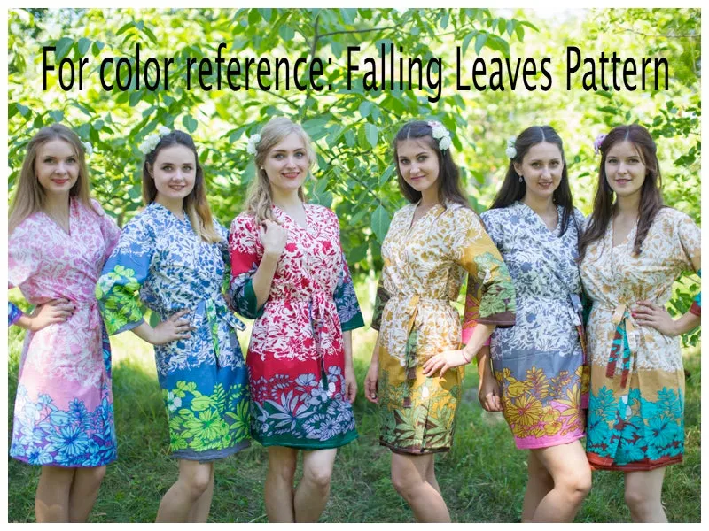 Cream Peach Breezy Bohemian Style Caftan in Falling Leaves Pattern