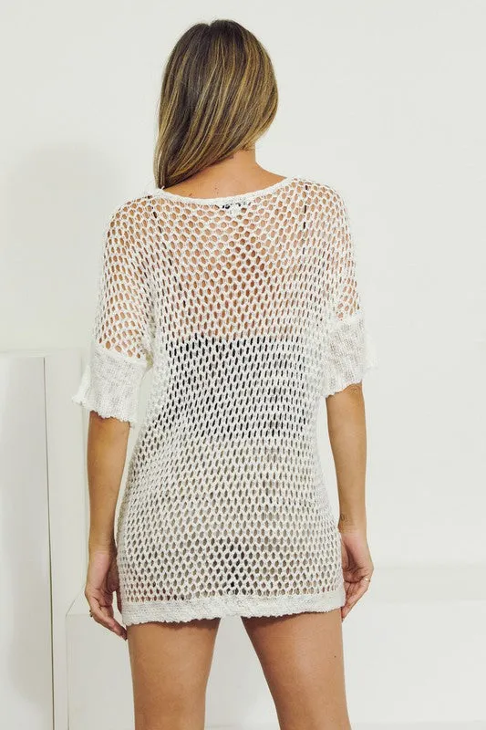 Crochet V-Neck Short Sleeve Top *Online Only*