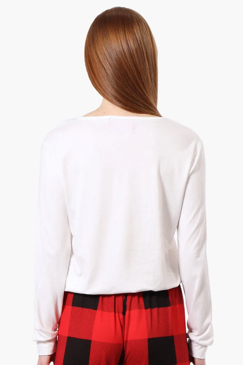 Cuddly Canuckies Coffee Print Pajama Top - White