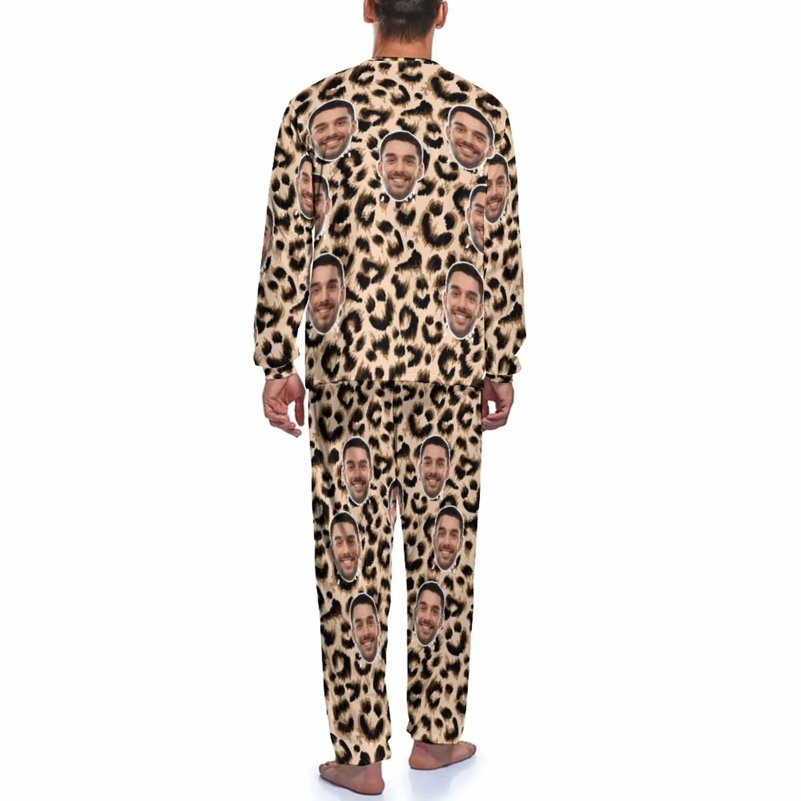 Custom Face Leopard Couple Pajamas Personalized Sleepwear