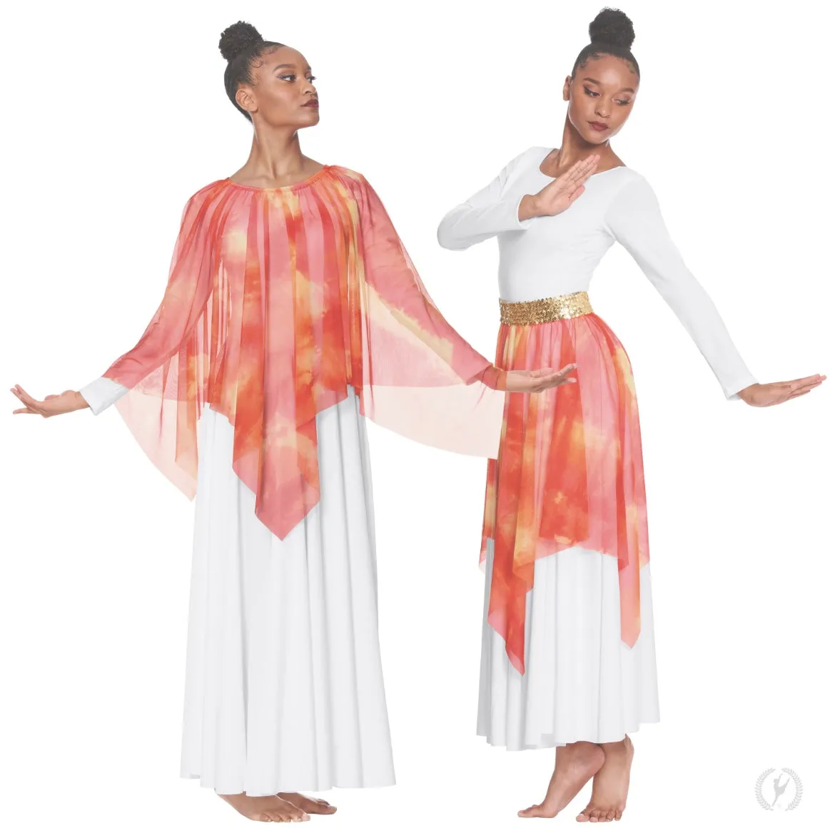 Eurotard - Ignited Glory Handkerchief Skirt and Drape Overlay - Adult (84768) - Fire