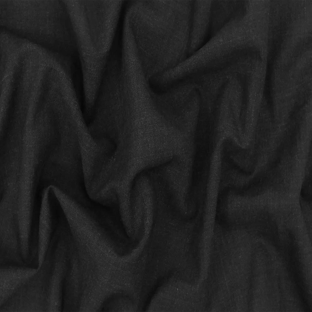 Faded Black-Gray Tropical Poly-Wool Cross-Hatch Shirting Fabric