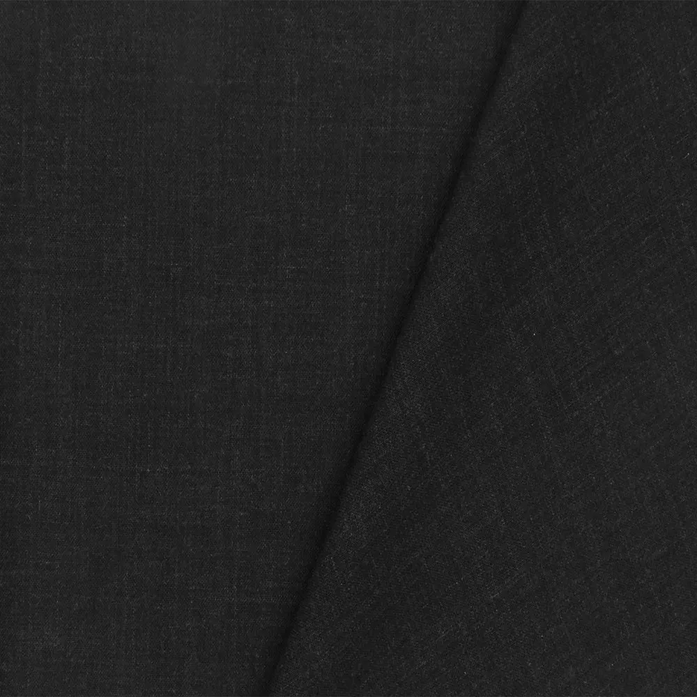 Faded Black-Gray Tropical Poly-Wool Cross-Hatch Shirting Fabric