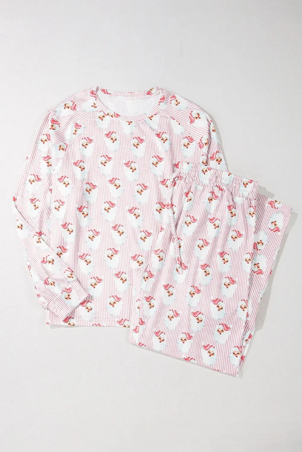 Festive Santa Print Lounge Set for Women