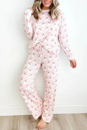 Festive Santa Print Lounge Set for Women