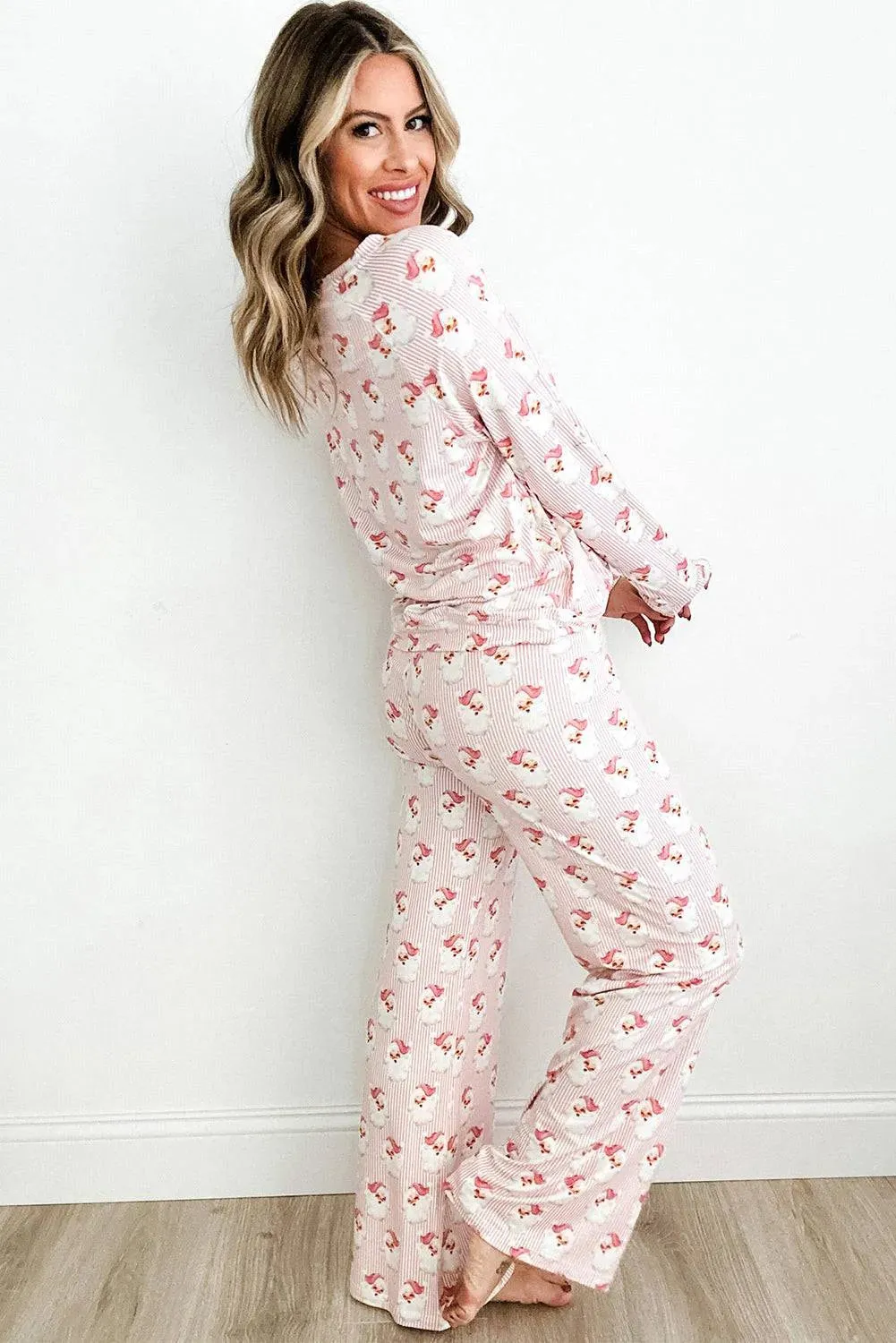 Festive Santa Print Lounge Set for Women