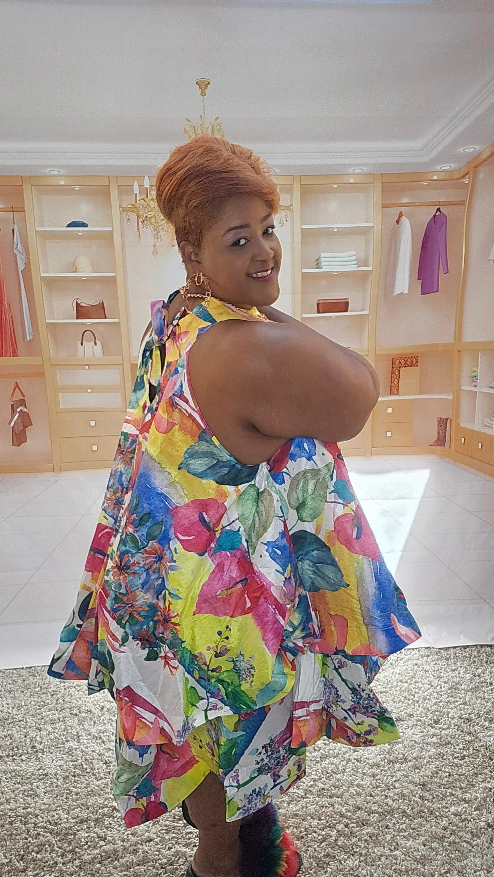 Flirty Tropical Choker Dress