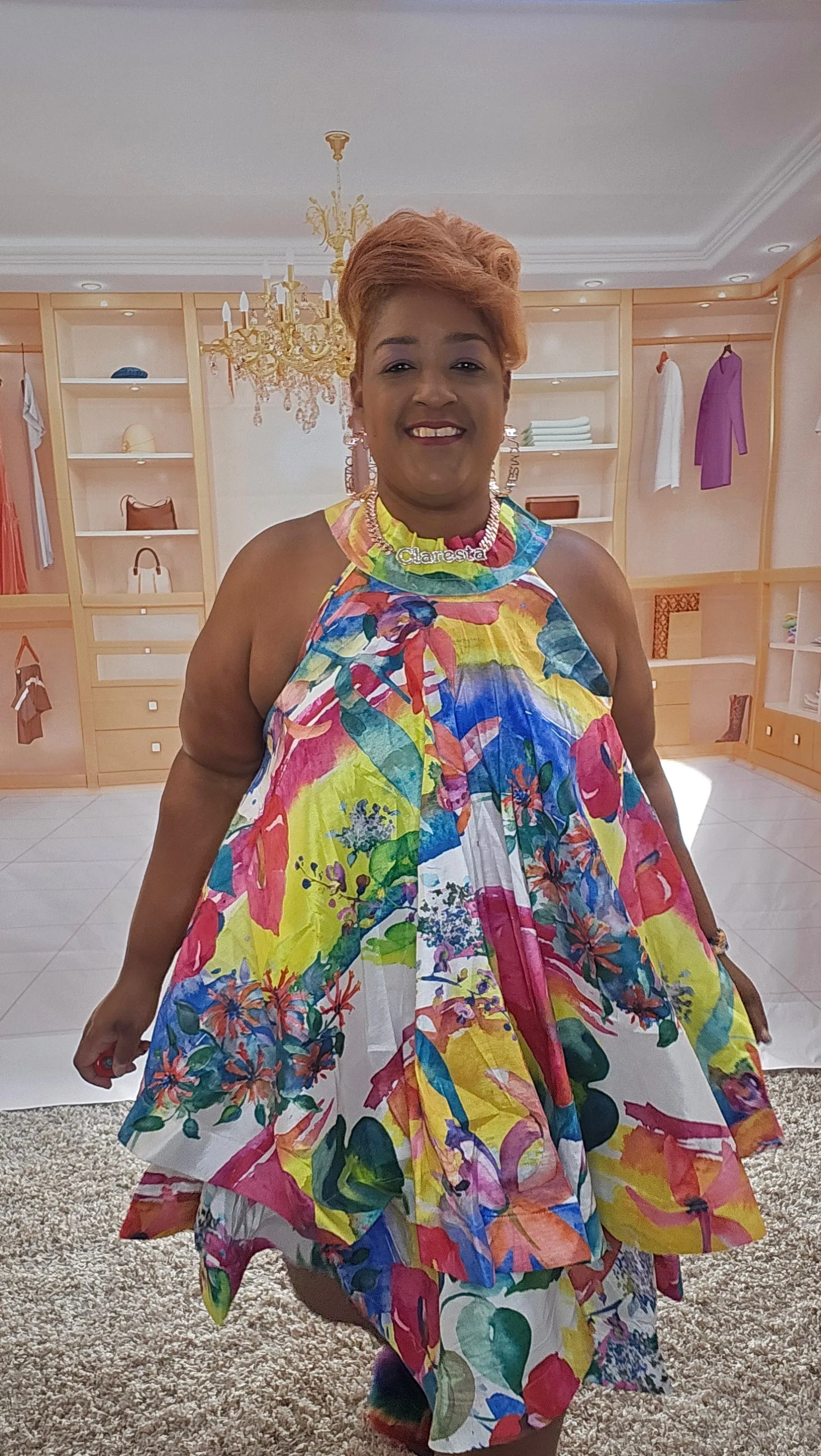 Flirty Tropical Choker Dress