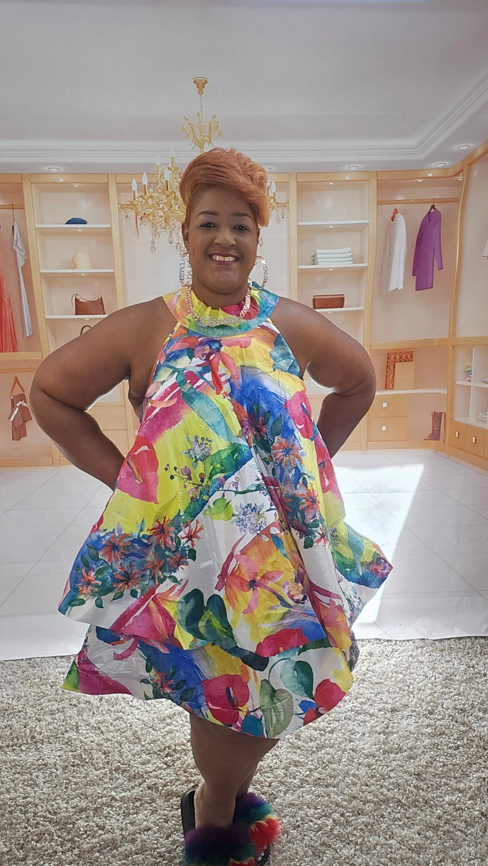 Flirty Tropical Choker Dress