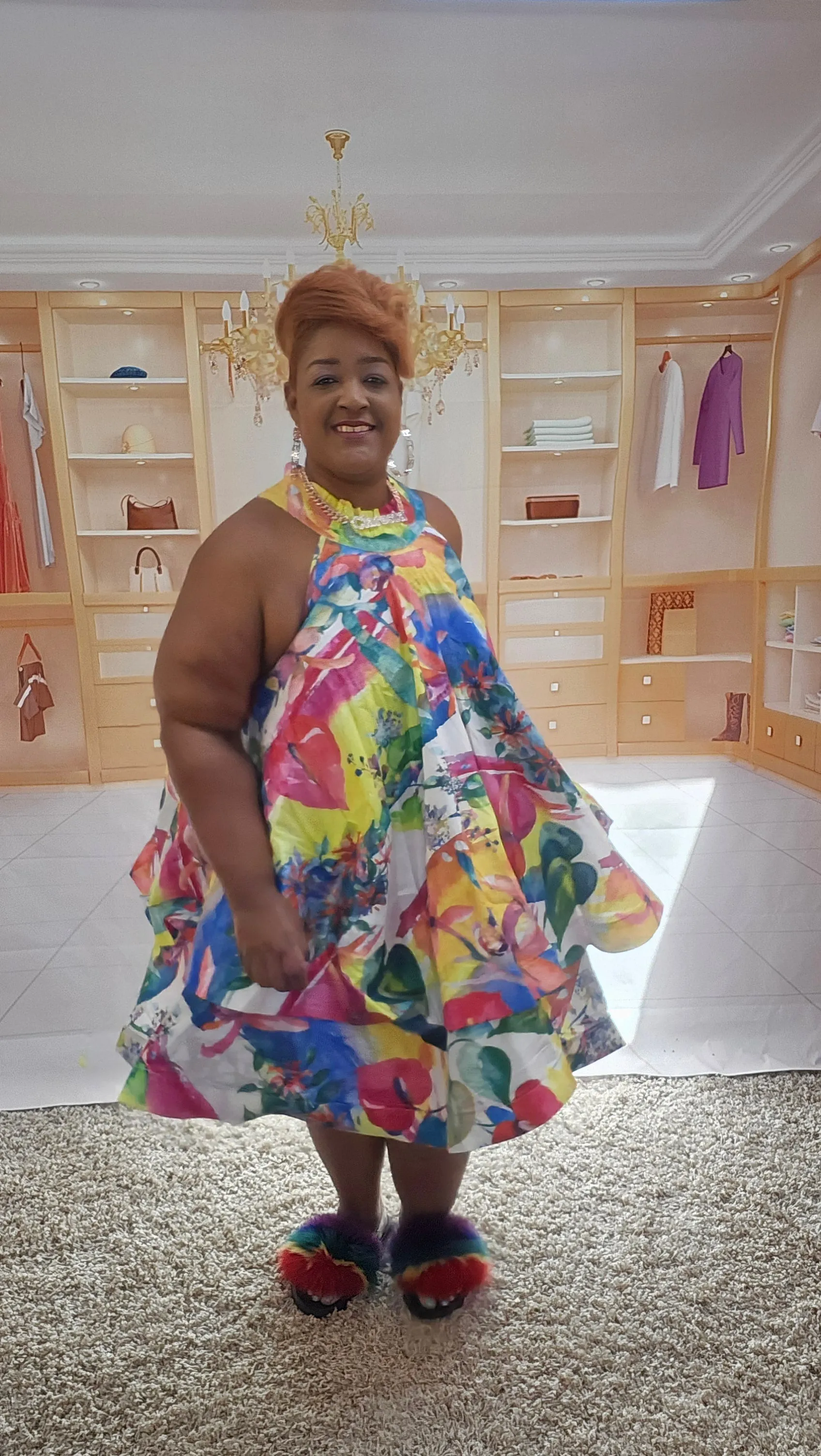 Flirty Tropical Choker Dress