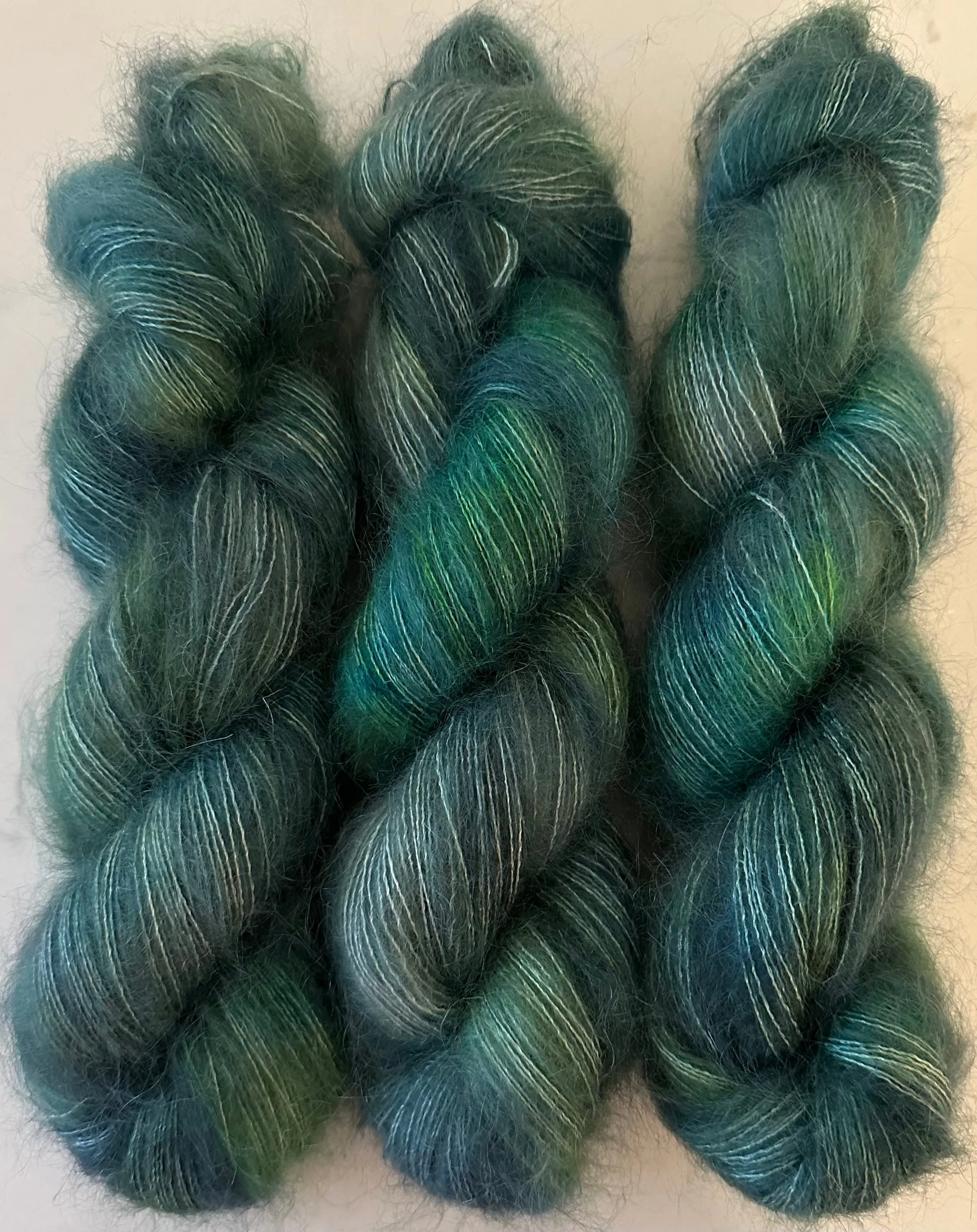 Hand Dyed Yarn "If a Teal Falls in the Forest…" Teal Green Blue Spruce Navy Chartreuse Bluefaced Leicester Fingering Superwash 438yds 100g