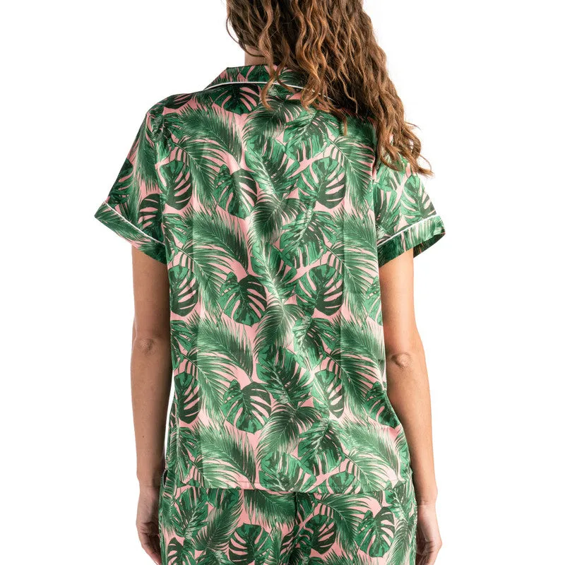 Hello Mello Aloha Bed Beauty Sleep Satin Pajama Top