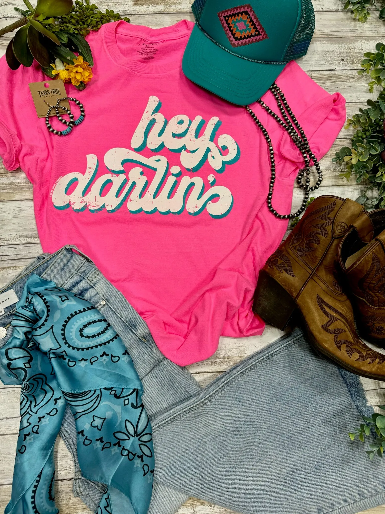 Hey Darlin Pink Graphic Tee by Texas True Threads