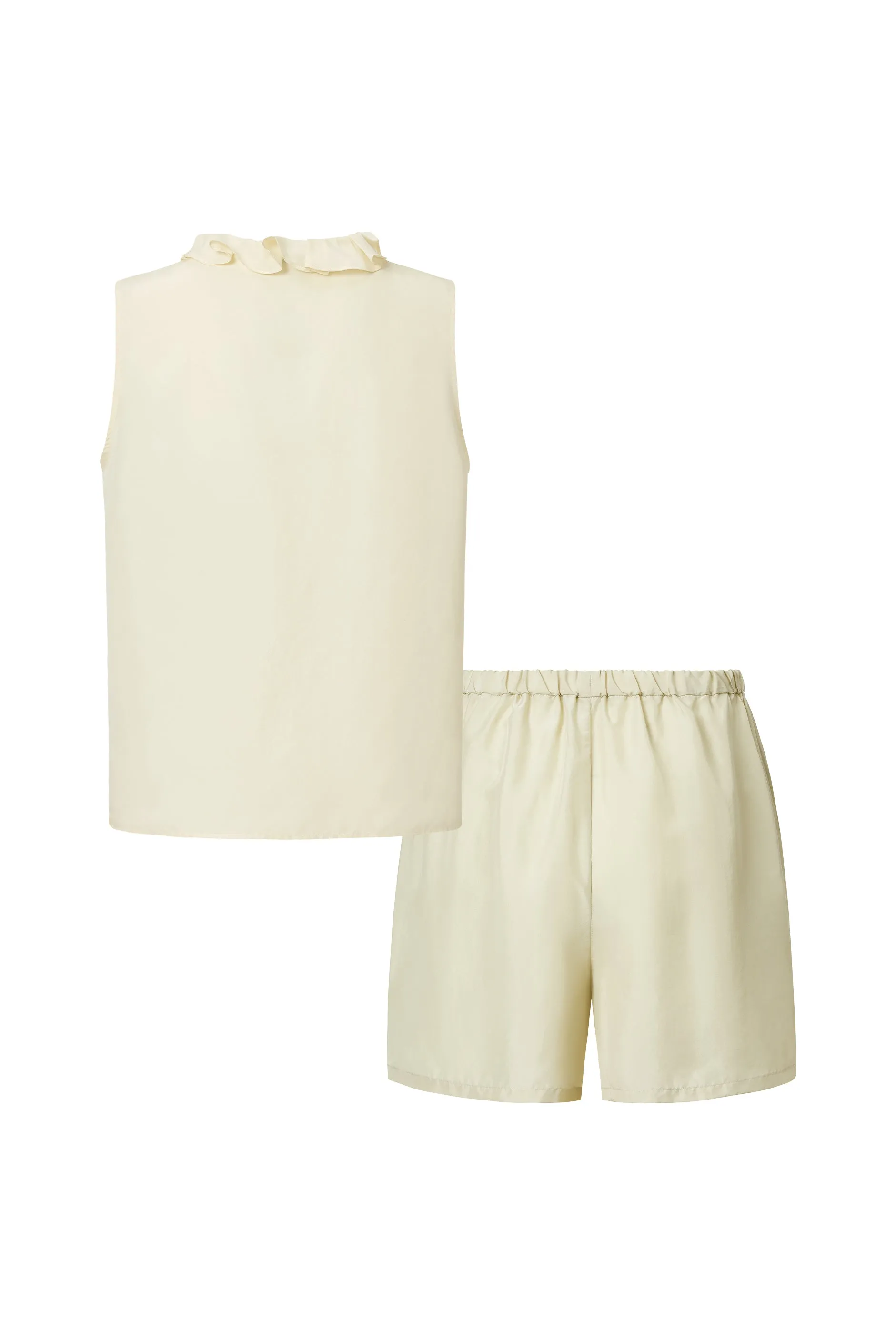 Holiday in Arles | Sandwashed Matte Silk Lace Long Pajama Set - Olive Green