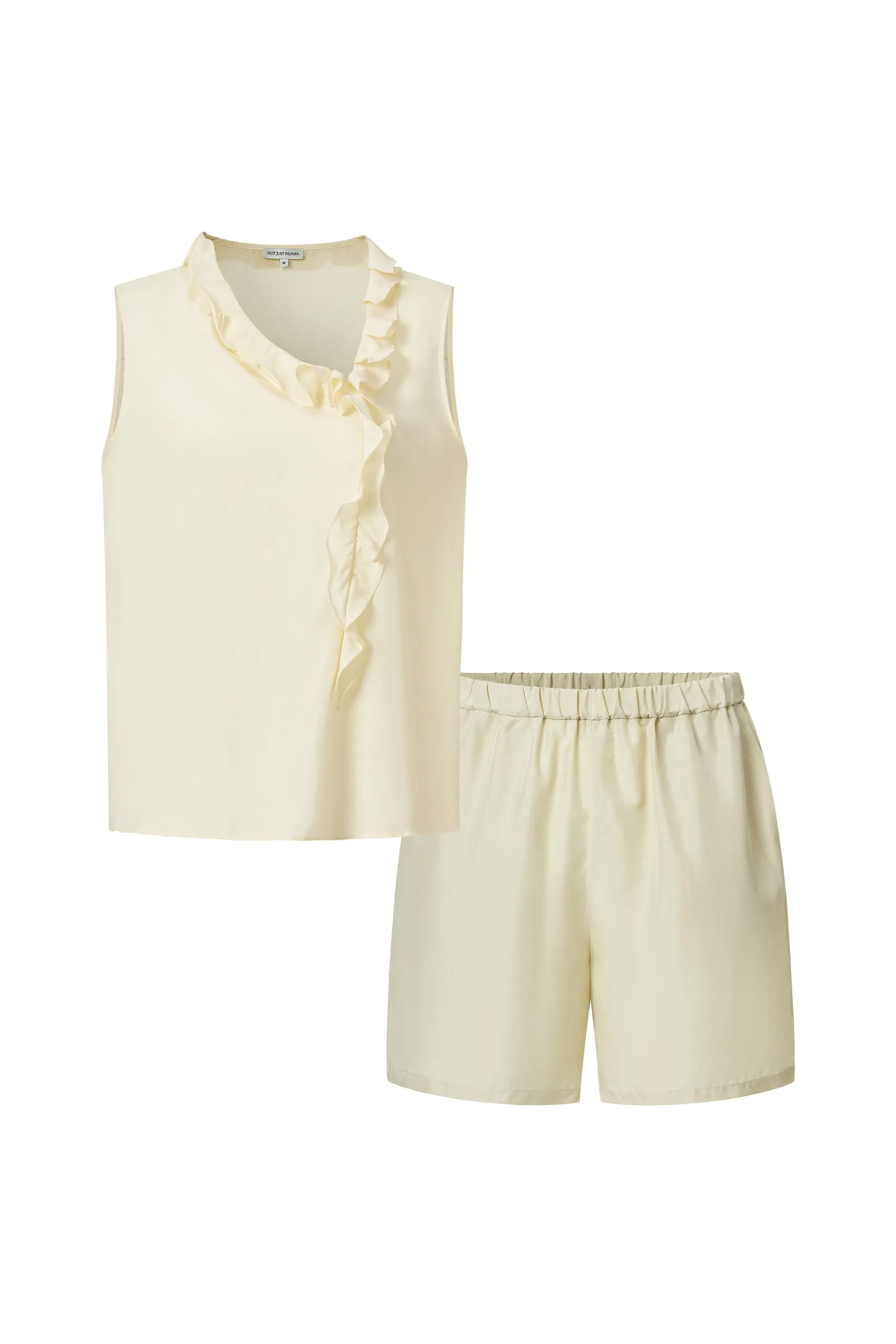 Holiday in Arles | Sandwashed Matte Silk Lace Long Pajama Set - Olive Green