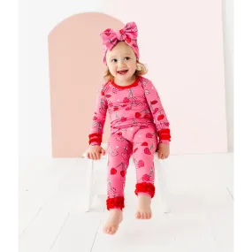 I Love You Cherry Much Ruffle Kids Bamboo Pajamas