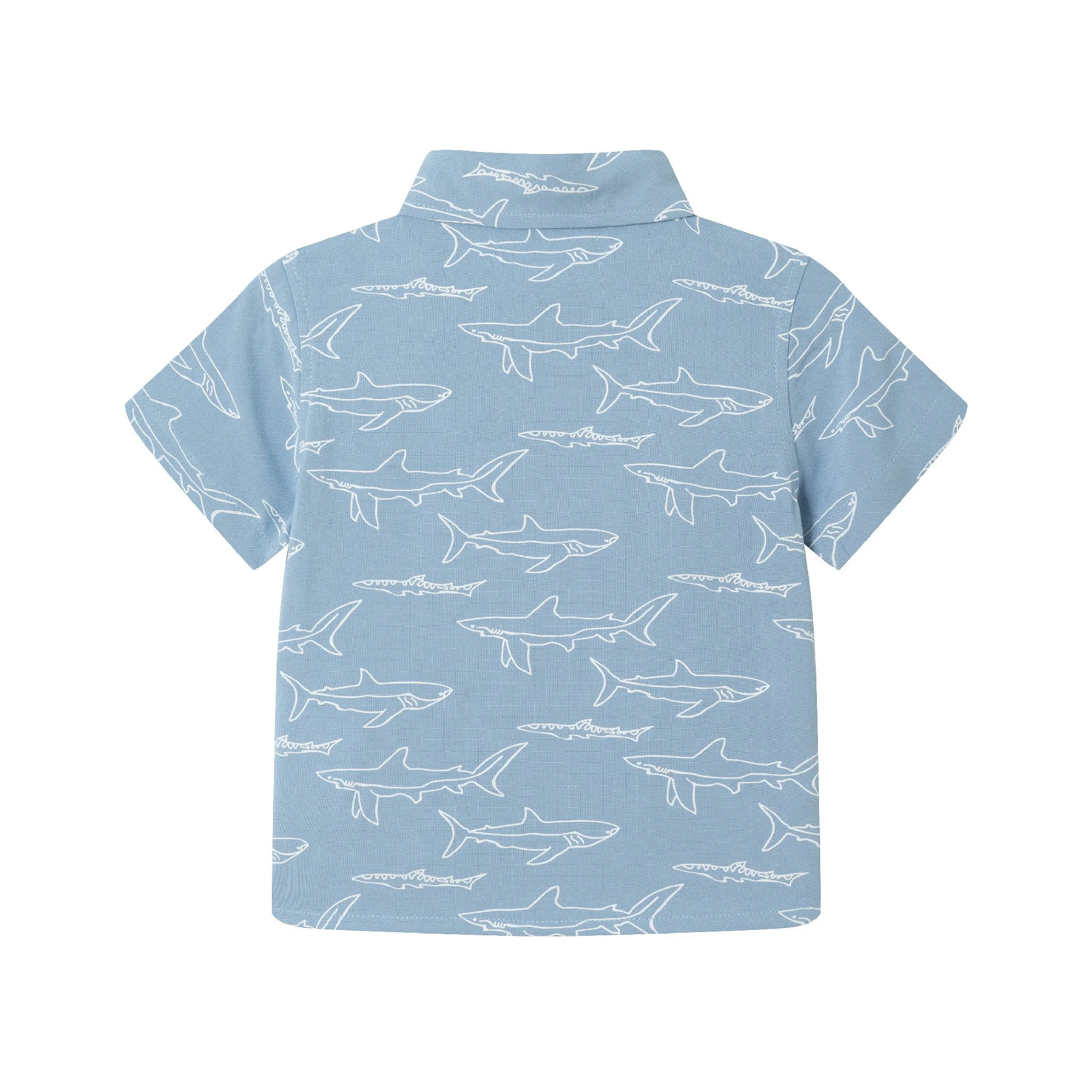Infant (3-24M) Shark Print Buttondown Set | Blue