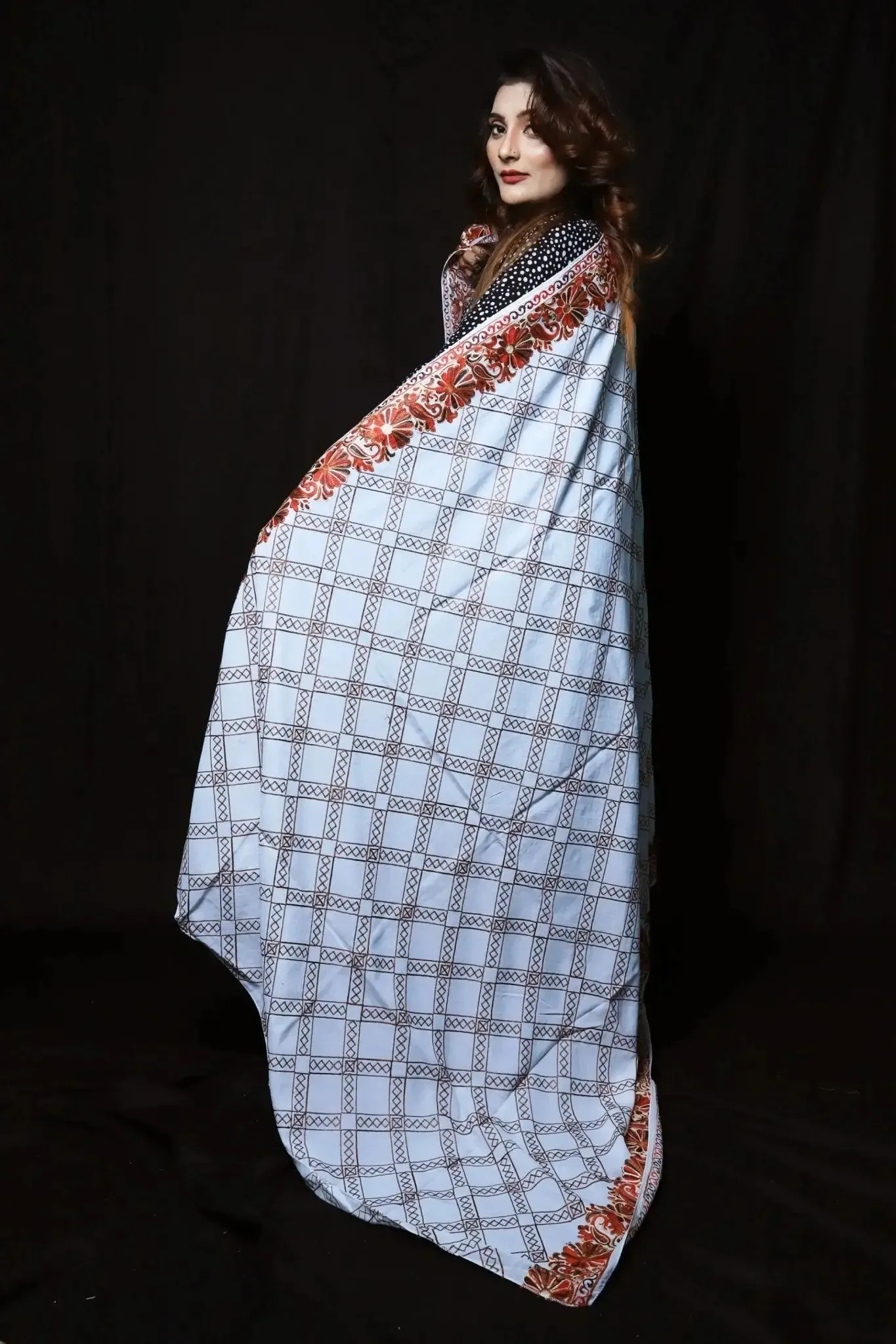 IshDeena Women's Warm Shawls Wraps Embroidered Pashmina Kashmiri Style Large 2.5m x 1.25 m