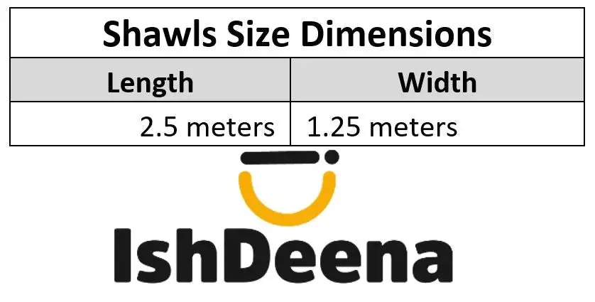 IshDeena Women's Warm Shawls Wraps Embroidered Pashmina Kashmiri Style Large 2.5m x 1.25 m