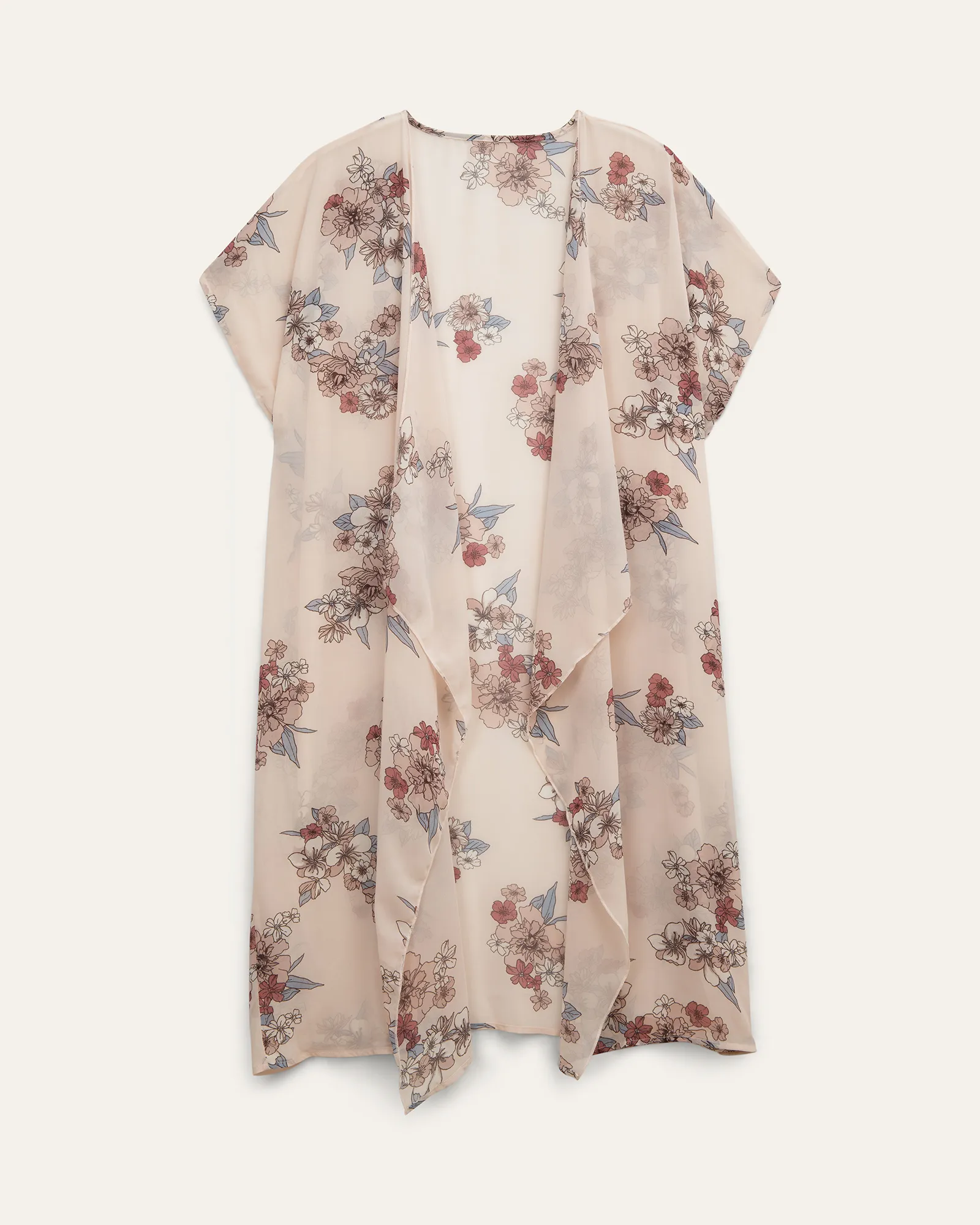 Joy Holiday Mini Floral Kimono | Ivory / Red