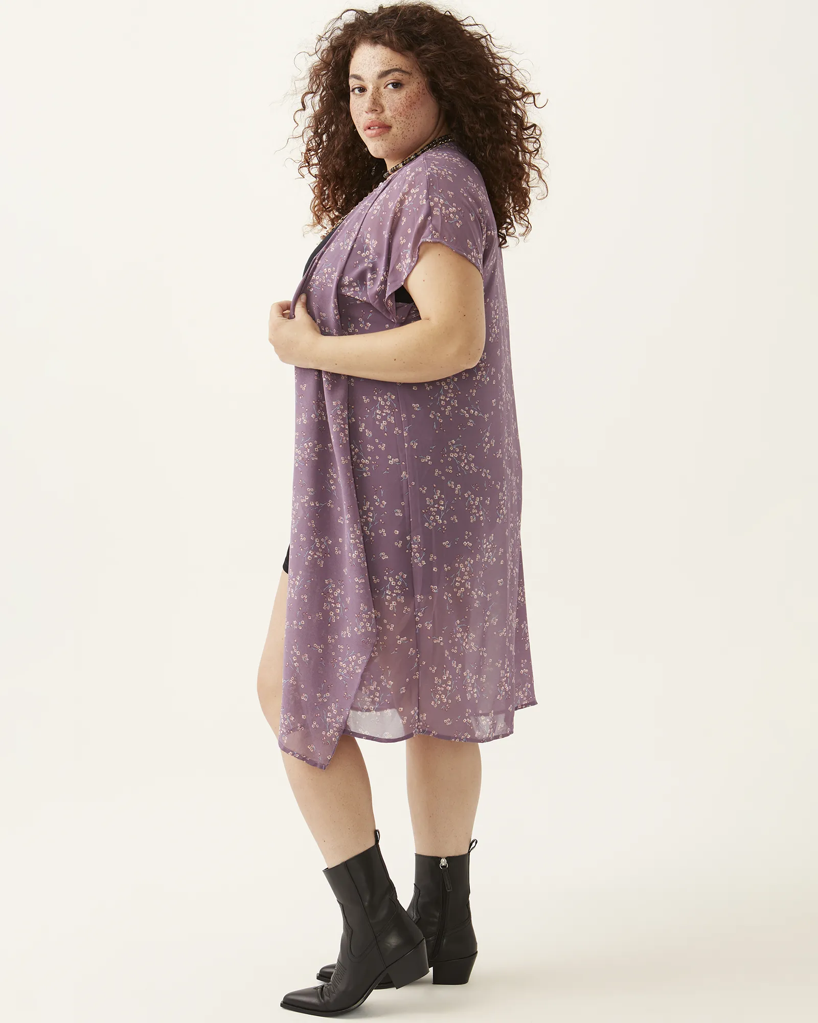 Joy Holiday Mini Floral Kimono | Purple / Mauve