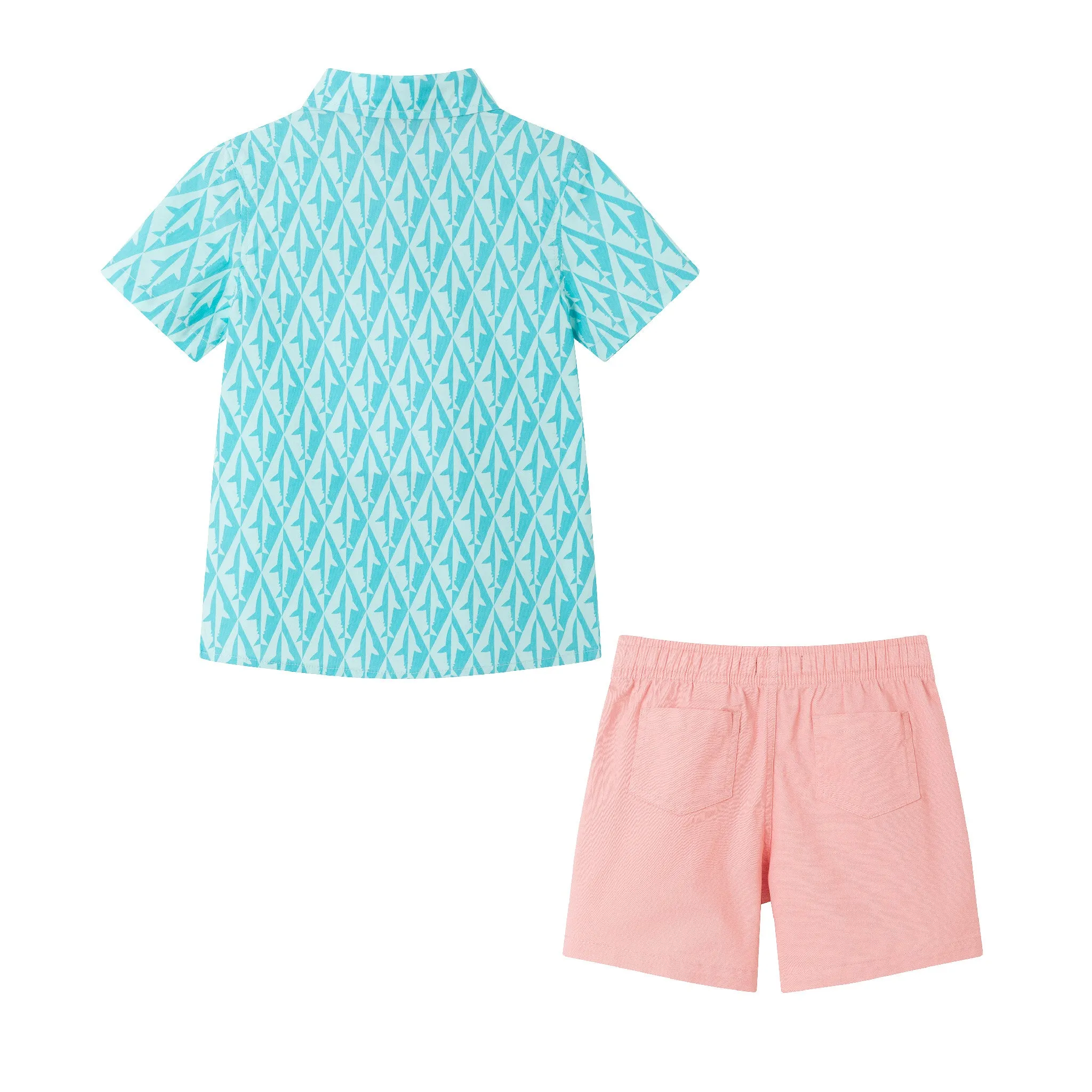Kids (2-7) Short Sleeve Buttondown Set | Geo Shark