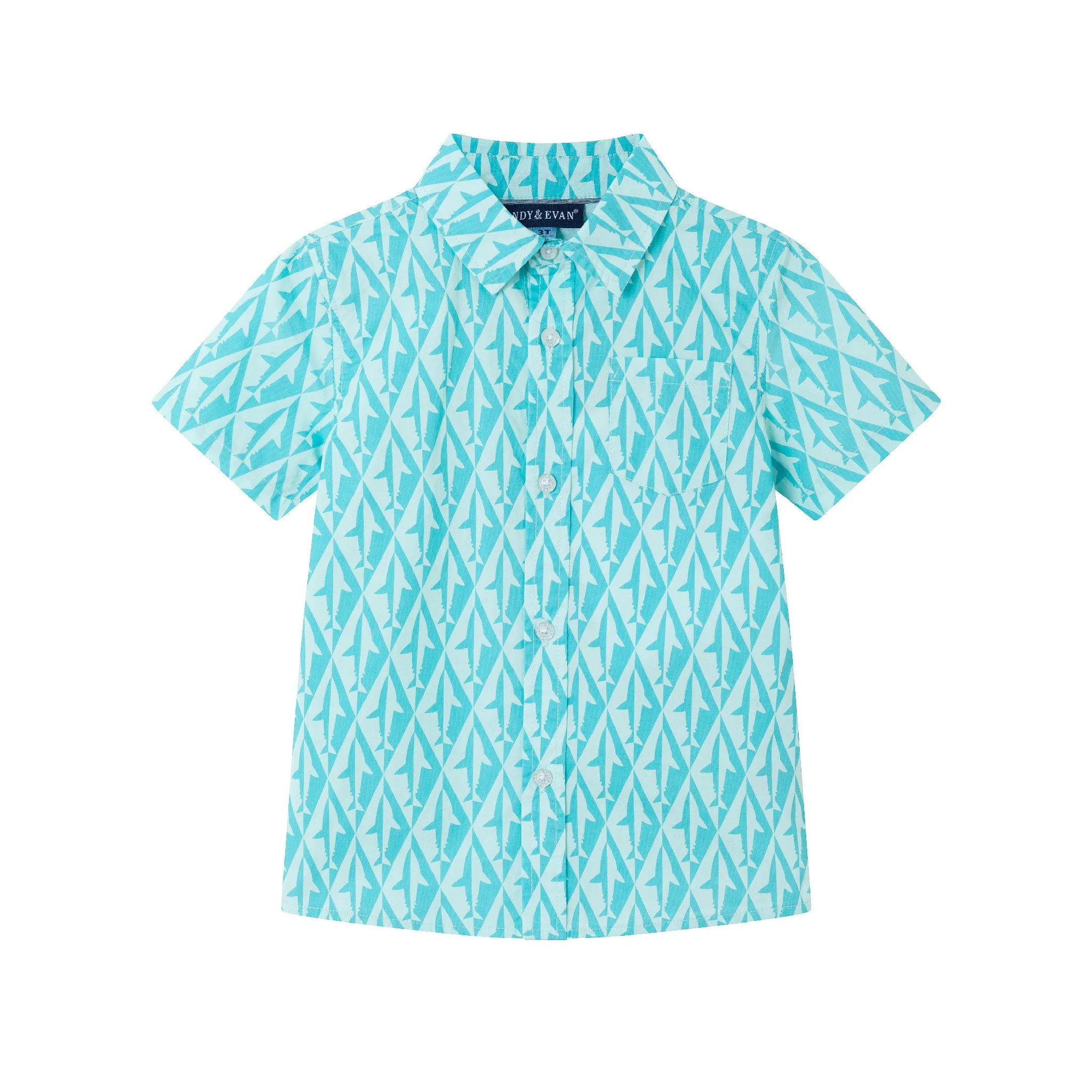 Kids (2-7) Short Sleeve Buttondown Set | Geo Shark
