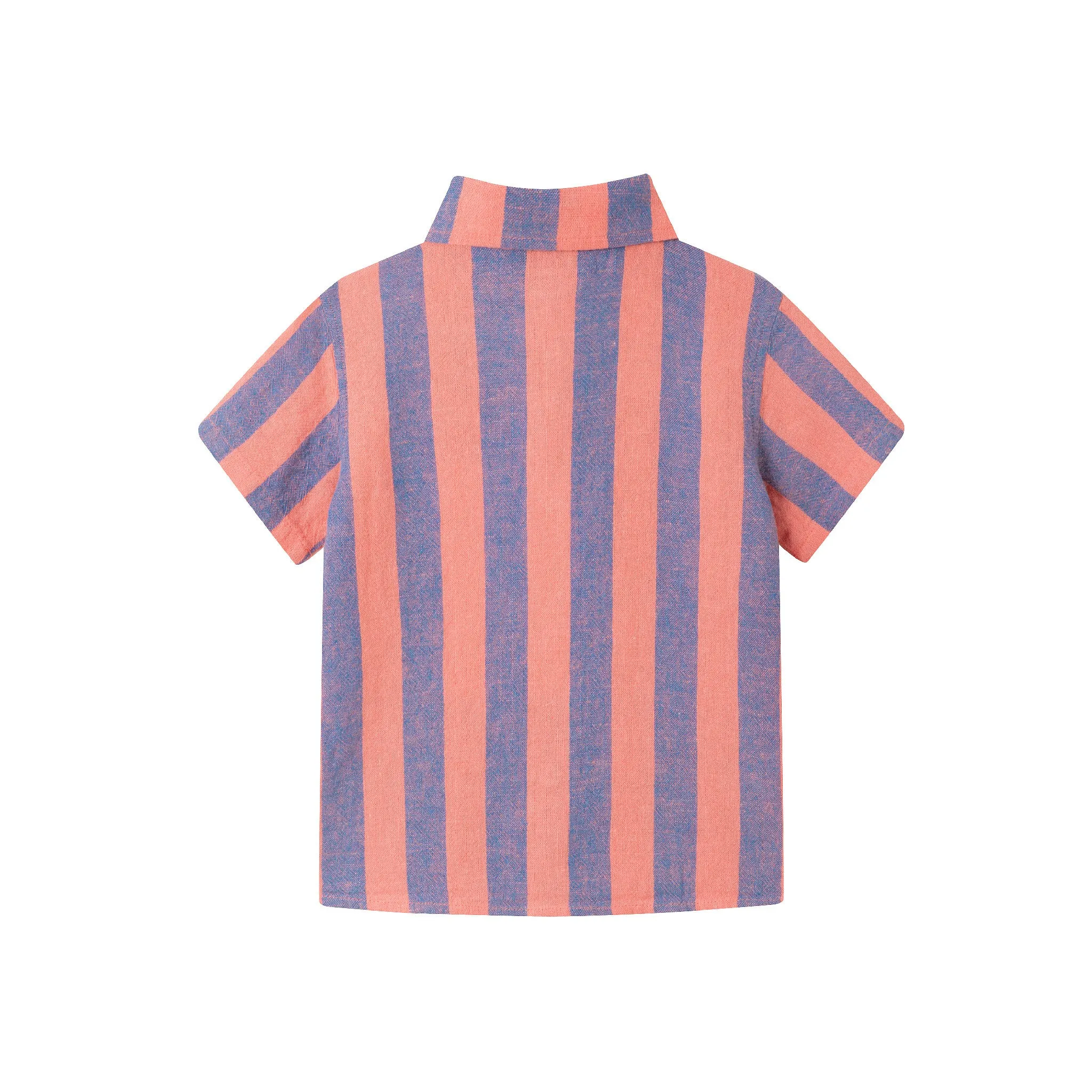 Kids (2-8) 2-Piece Striped Buttondown Set | Coral & Blue