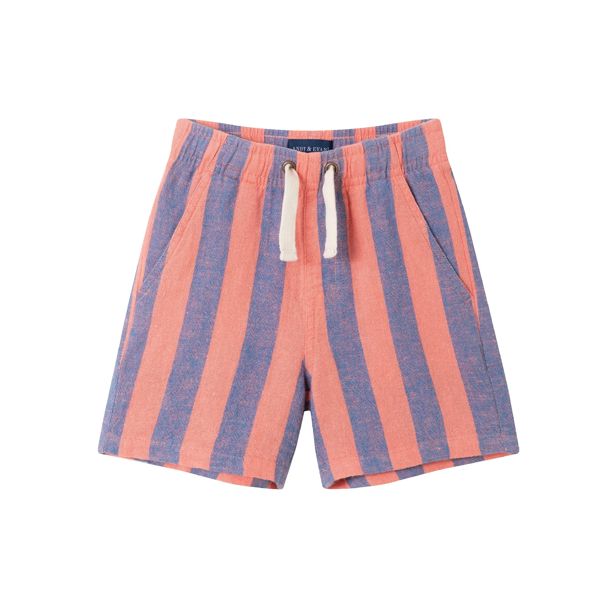 Kids (2-8) 2-Piece Striped Buttondown Set | Coral & Blue