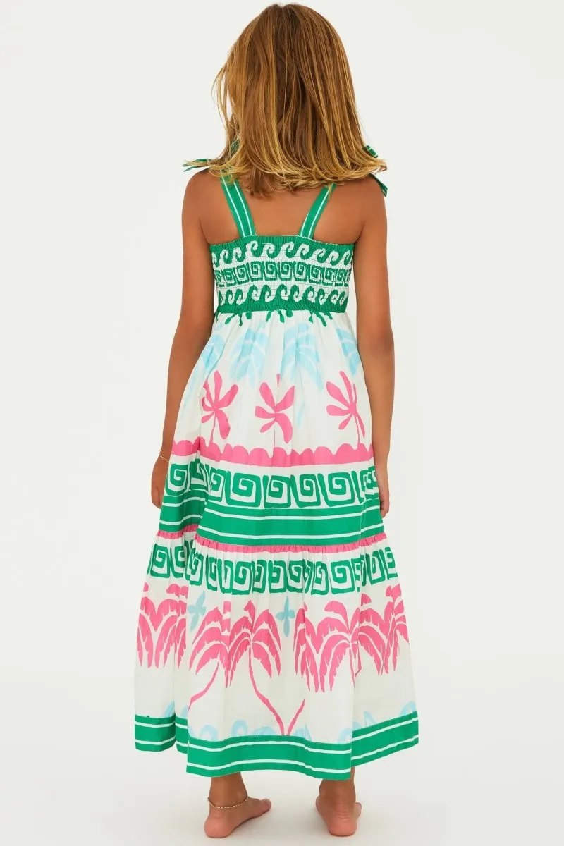 LITTLE CAMI TROPICAL PALM DRESS